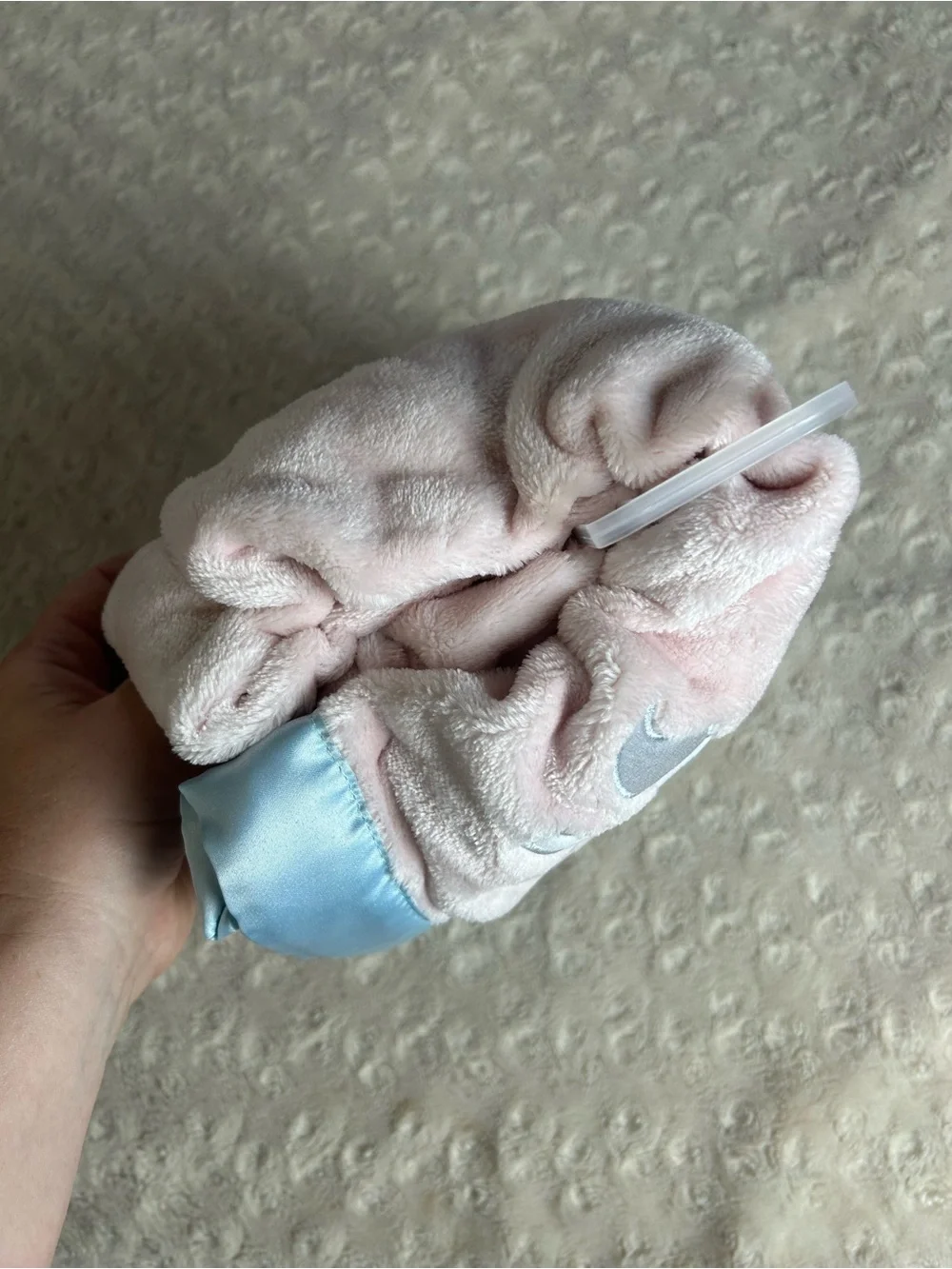 Lullaby Baby Pink Unicorn Pegasus Blanket Blue Edge Trim White Hearts Gold NEW
